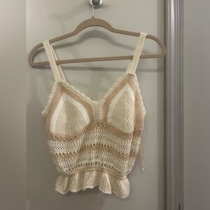 Madden NYC Crochet Tank Top Women’s Large Beige Tan Festival